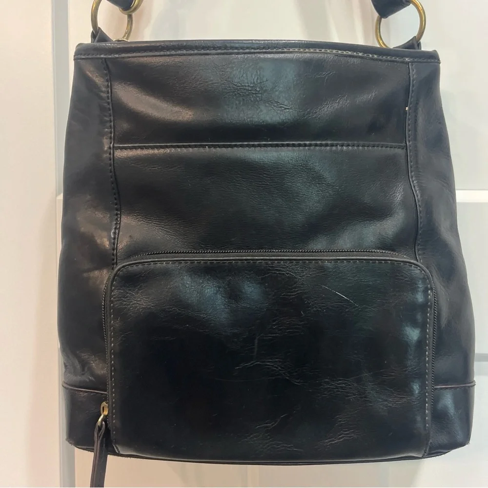 Vintage Black Leather‎ Tignanello Crossbody/Shoulder Bag